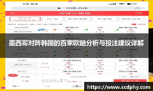 墨西哥对阵韩国的百家欧赔分析与投注建议详解